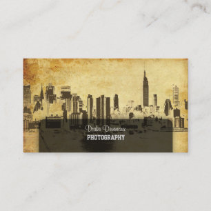 PixDezines City Scape, New York, vintage Visitekaartje