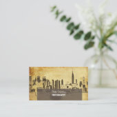 PixDezines City Scape, New York, vintage Visitekaartje (Staand voorkant)