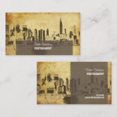 PixDezines City Scape, New York, vintage Visitekaartje (Voorkant / Achterkant)