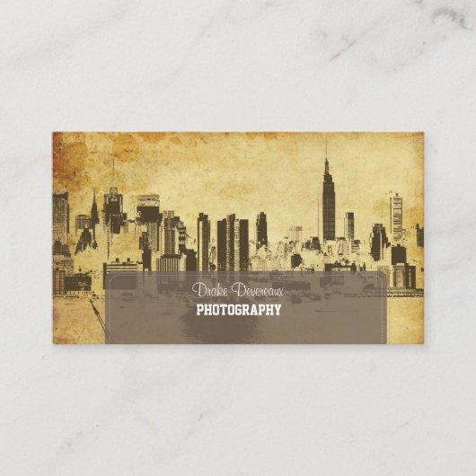 PixDezines City Scape, New York, vintage Visitekaartje (Voorkant)