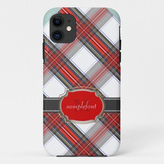 PixDezines clan stewart tartan/red+grijs Case-Mate iPhone Case (Achterkant)