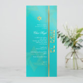 PixDezines Classic Bar Mitswa/aqua/gold Kaart (Staand voorkant)