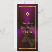 PixDezines Classic Bar Mitswa/paarse druif/goudkle Kaart (Achterkant)