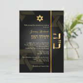 PixDezines Classic Bar Mitzvah/black+gold Kaart (Staand voorkant)