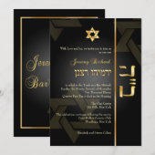PixDezines Classic Bar Mitzvah/black+gold Kaart (Voorkant / Achterkant)