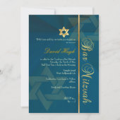 PixDezines CLASSIC BAR MITZVAH/BLAUWGROEN BLUE+GOL Kaart (Voorkant)