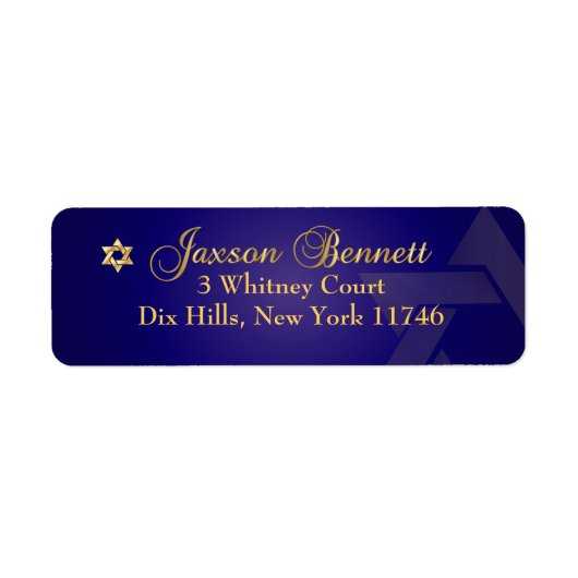 PixDezines Classic Bar Mitzvah/blue+gold Etiket (Voorkant)