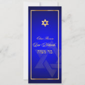 PixDezines Classic Bar Mitzvah/diy blue/gold Kaart (Achterkant)