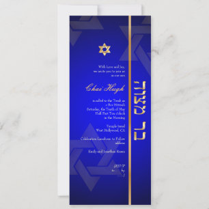 PixDezines Classic Bar Mitzvah/diy blue/gold Kaart