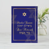 PixDezines Classic Bar Mitzvah/diy blue/gold Kaart (Staand voorkant)