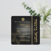 PixDezines Classic Bar Mitzvah/Gold+black Kaart (Staand voorkant)