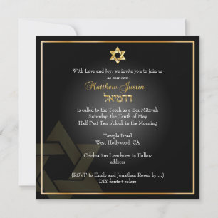PixDezines Classic Bar Mitzvah/Gold+black Kaart