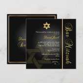 PixDezines Classic Bar Mitzvah/Gold+black Kaart (Voorkant / Achterkant)