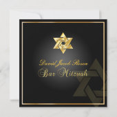 PixDezines Classic Bar Mitzvah/Gold+black Kaart (Achterkant)