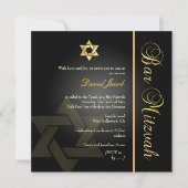 PixDezines Classic Bar Mitzvah/Gold+black Kaart (Voorkant)
