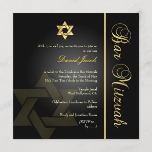 PixDezines Classic Bar Mitzvah/Gold+black Kaart