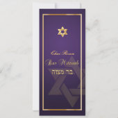 PixDezines Classic Bar Mitzvah/paars/goud Kaart (Achterkant)