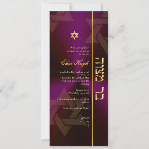 PixDezines Classic Bar Mitzvah/paarse druiven/goud Kaart