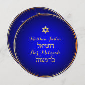 PixDezines Classic Bar Mitzvah/royal blue Kaart (Voorkant / Achterkant)