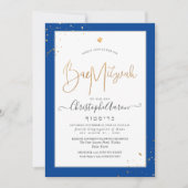 PixDezines Classic DIY Blue+Gold Bar Mitzvah Kaart (Voorkant)