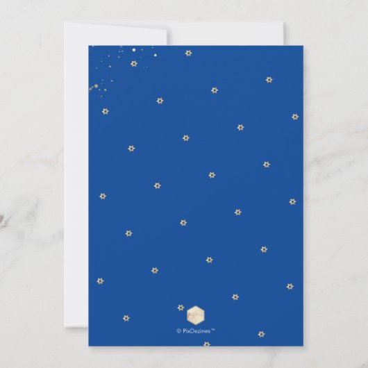 PixDezines Classic DIY Blue+Gold Bar Mitzvah Kaart (Achterkant)