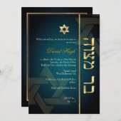 PixDezines Classic Mitzvah/dark blauwgroen/faux go Kaart (Voorkant / Achterkant)