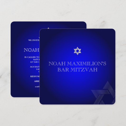 PixDezines classic mitzvah/kobalt/zilver Kaart (Voorkant / Achterkant)