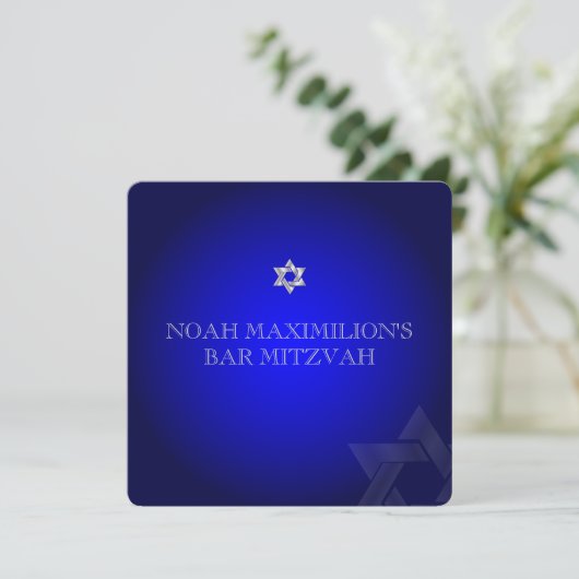 PixDezines classic mitzvah/kobalt/zilver Kaart (Staand voorkant)