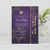 PixDezines Classic Mitzvah/paars/faux gold Kaart (Staand voorkant)