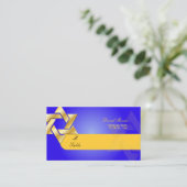 PixDezines Classic mitzvah place cards/blue+gold Plaatskaartje (Staand voorkant)