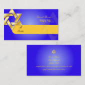 PixDezines Classic mitzvah place cards/blue+gold Plaatskaartje (Voorkant / Achterkant)