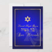 PixDezines Classic Mitzvah/royal blue/faux gold Kaart (Achterkant)