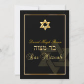 PixDezines Classic/Stijlbalk Mitzvah/zwart/goud Kaart (Achterkant)
