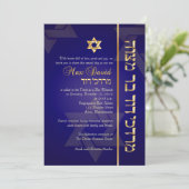 PixDezines Classic/Stylish Bar Mitzvah/blue/gold Kaart (Staand voorkant)