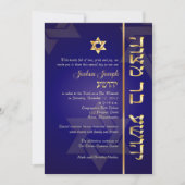 PixDezines Classic/Stylish Bar Mitzvah/blue/gold Kaart (Voorkant)