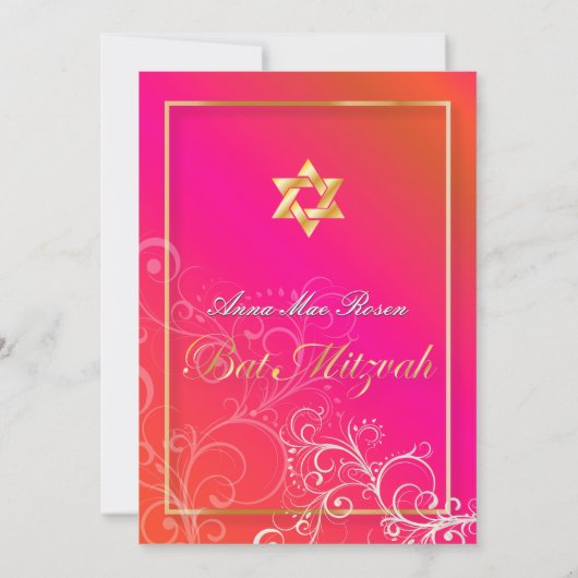 PixDezines classic+swirls bat mitzvah Kaart (Achterkant)