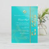 PixDezines Classy Bar Mitzvah/aqua blue Kaart (Staand voorkant)