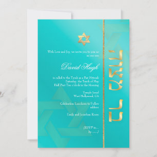 PixDezines Classy Bar Mitzvah/aqua blue Kaart