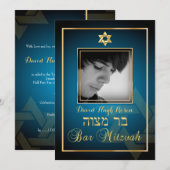PixDezines Classy Photo Bar Mitzvah/blauwgroen bla Kaart (Voorkant / Achterkant)
