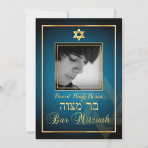 PixDezines Classy Photo Bar Mitzvah/blauwgroen bla Kaart
