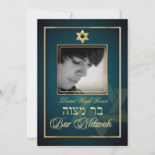 PixDezines Classy Photo Bar Mitzvah/blauwgroen gro Kaart (Achterkant)