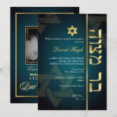 PixDezines Classy Photo Bar Mitzvah/blauwgroen gro Kaart (Voorkant / Achterkant)