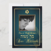 PixDezines Classy Photo Bar Mitzvah/blauwgroen Kaart (Voorkant)