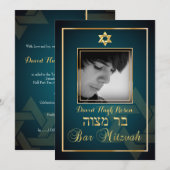 PixDezines Classy Photo Bar Mitzvah/blauwgroen Kaart (Voorkant / Achterkant)