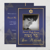 PixDezines Classy Photo Bar Mitzvah/blue Kaart (Voorkant / Achterkant)