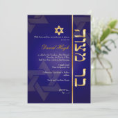 PixDezines Classy Photo Bar Mitzvah/dark blue/gold Kaart (Staand voorkant)