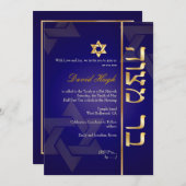 PixDezines Classy Photo Bar Mitzvah/dark blue/gold Kaart (Voorkant / Achterkant)