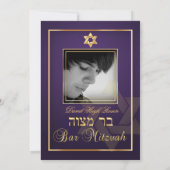 PixDezines Classy Photo Bar Mitzvah/eggplant/goud Kaart (Achterkant)