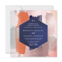 PixDezines Color Block Modern Art Coral Blush Navy