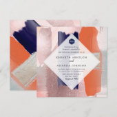 PixDezines Color Block Moderne Kunst Roze Navy Kaart (Voorkant / Achterkant)